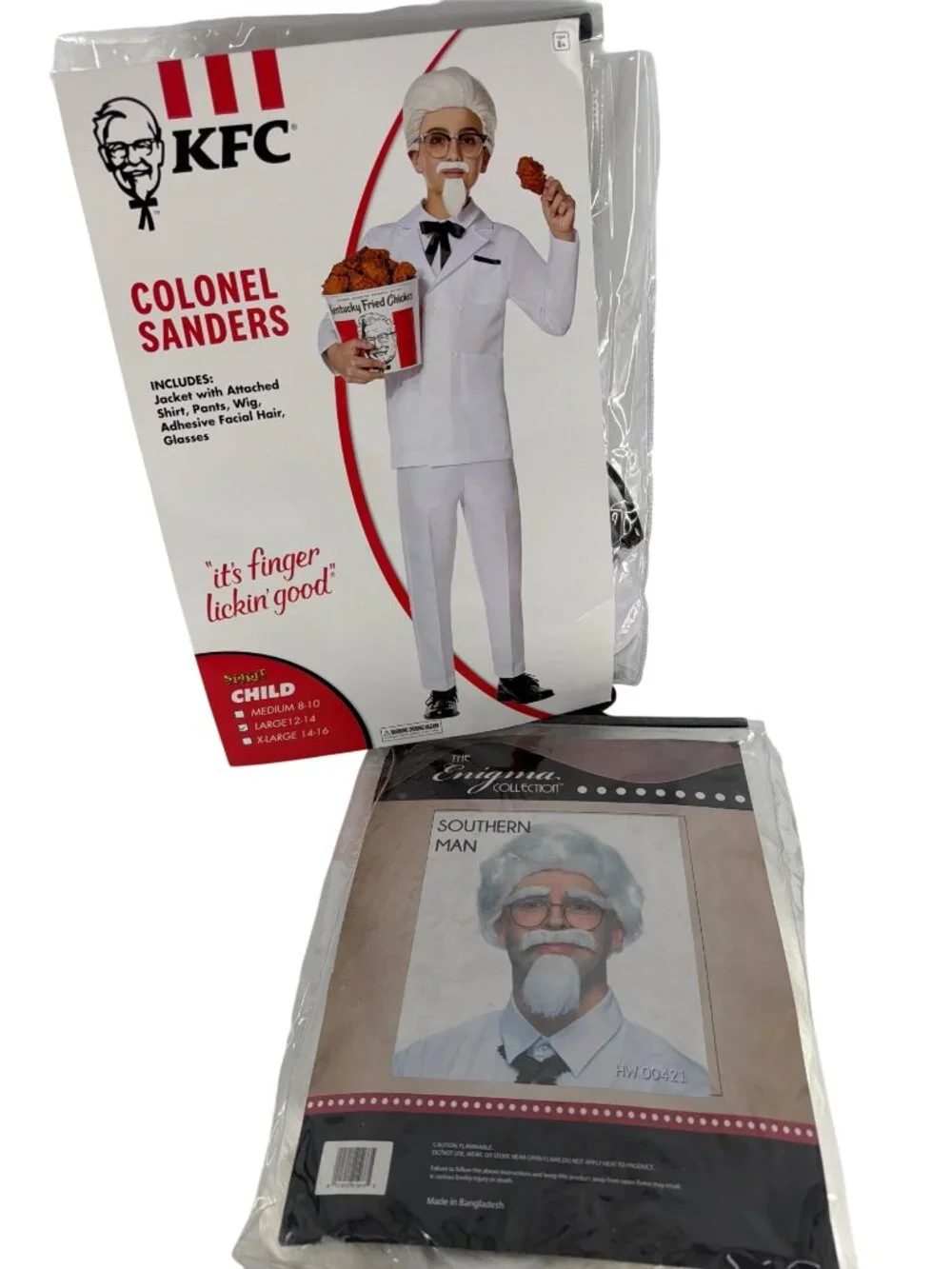 Colonel Sanders Costume Child Large 12-14 & Wig for Hair